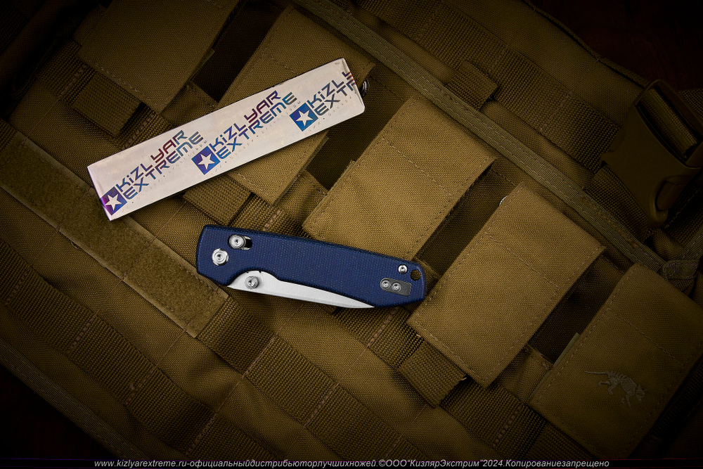Нож Vosteed Raccoon CB сталь 14C28N Satin Cleaver рукоять Blue Micarta