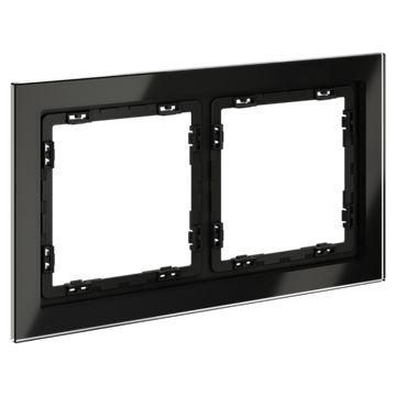 Рамка стеклянная VOLTUM S70 на 2 поста, (черный,стекло)