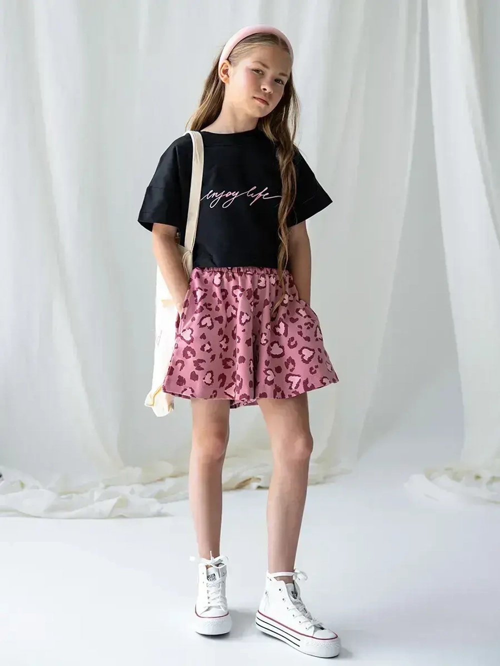 Костюм для девочки, футболка и шорты