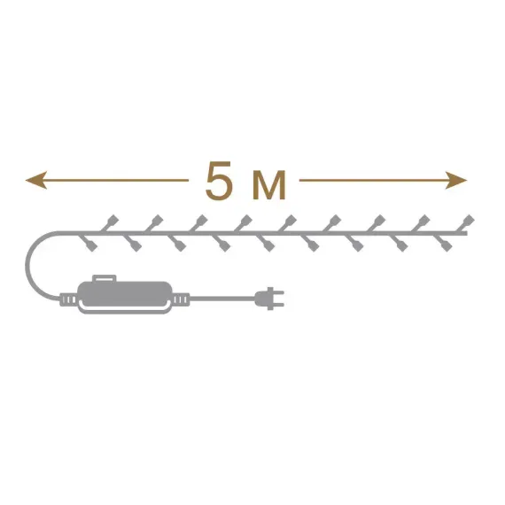Светодиодная нить 5 м., 50 разноцветных LED ламп, зеленый провод, Vegas (55058)