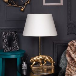 Настольная лампа Тигр Бронза с абажуром Сити 2 Кремовый