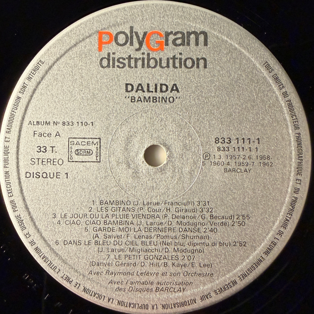 Dalida ‎– Bambino 2LP (Франция 1987г.)