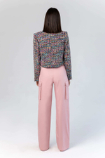 Брюки карго из крепа с накладными карманами, пудровый