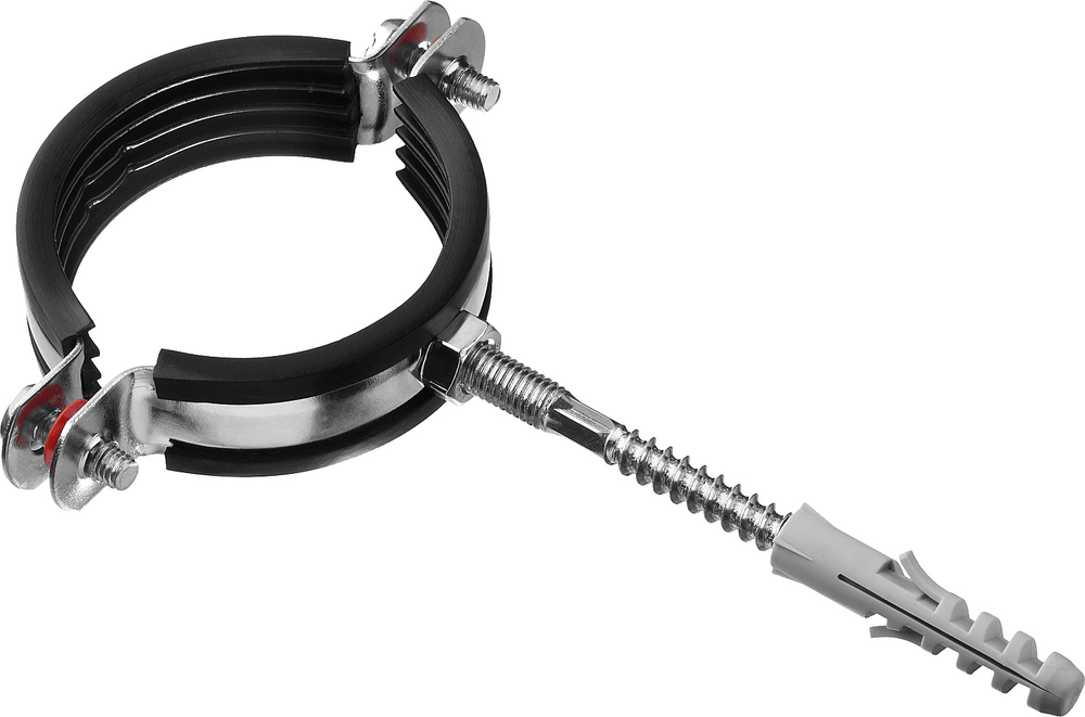 Хомут трубный 3/4" (26-30мм) VALFEX, в компл. шпилька М8*80, дюбель