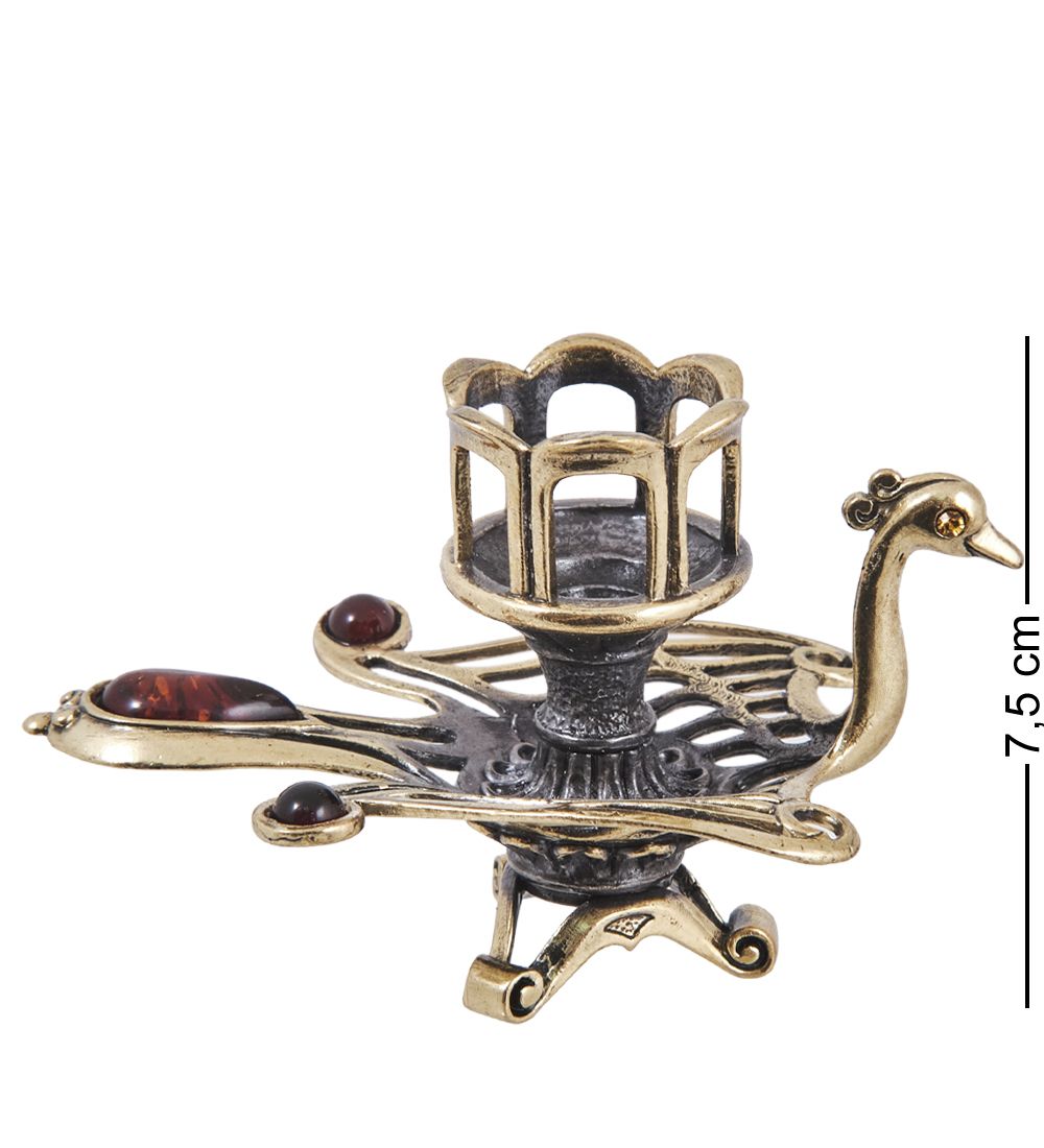 Народные промыслы AM-4025 Подсвечник «Жар-птица» (латунь, янтарь)