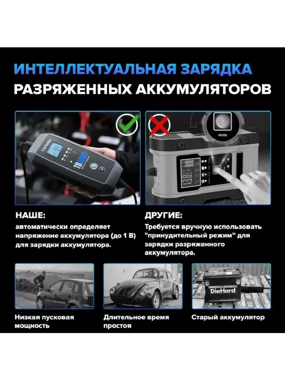 Зарядное устройство TOPDON TB8000 (8A)