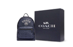 COACH West Artificial Leather Backpack Large Men"s Denim Blue & Chalk White