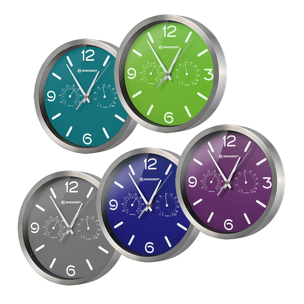 Часы настенные Bresser MyTime ND DCF Thermo/Hygro, 25 см, фиолетовые