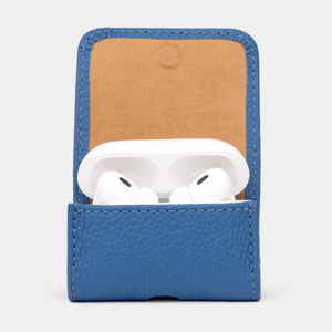 Чехол для наушников AirPods Pro 2,3 из кожи теленка, синего цвета