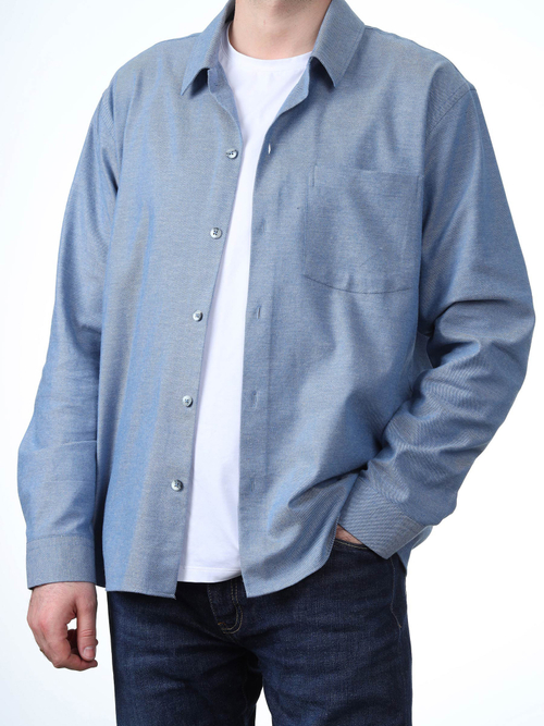 Сорочка мужская ZEER длинный рукав, цвет синий, хлопок/вискоза 58041 21