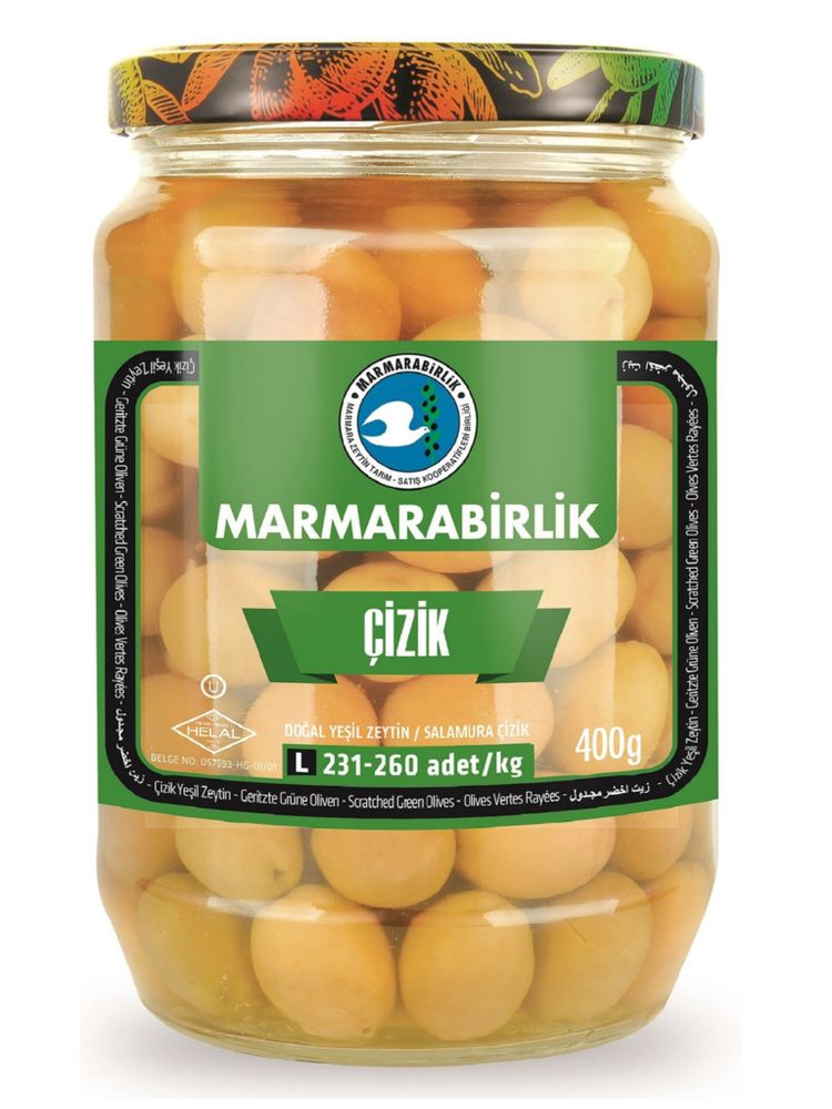 Оливки Marmarabirlik зеленые CIZIK L, 400 г, 2 шт