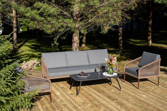 "Канны" лаунж-зона 5-местная плетеная из роупа (веревки), роуп коричневый