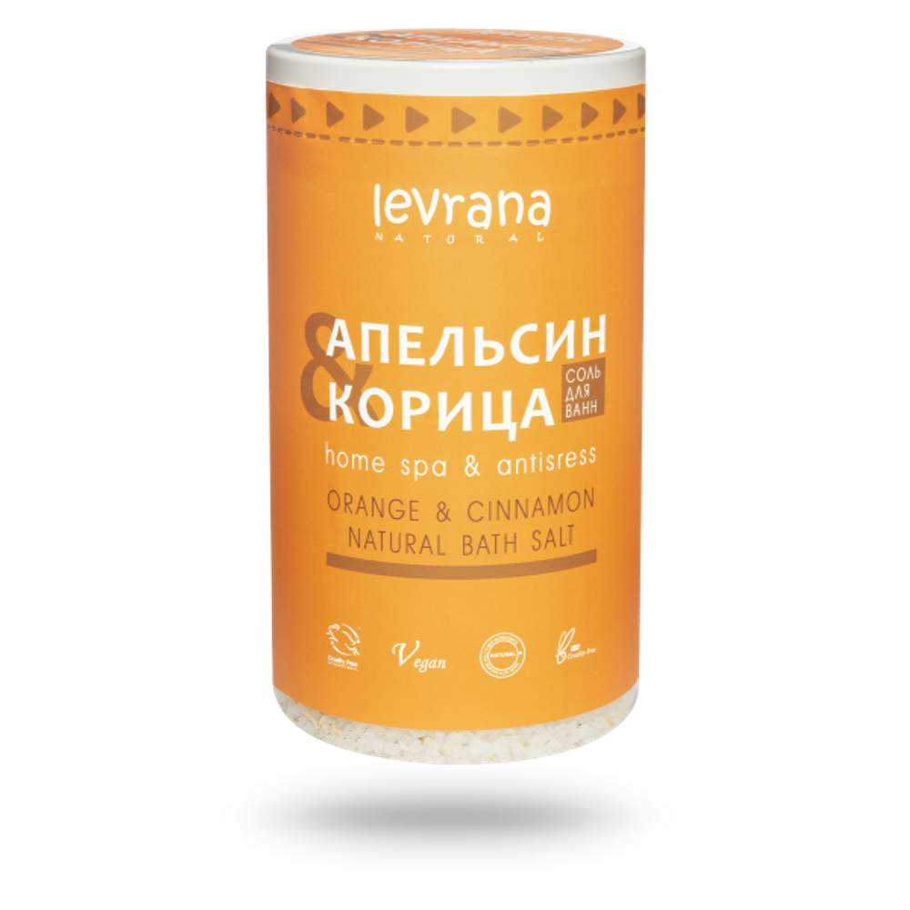 Соль для ванн с маслом апельсина и корицы, 800 г, Levrana