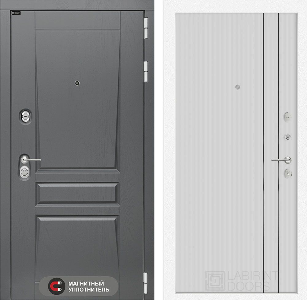 Входная дверь Лабиринт ПЛАТИНУМ - 10 Белый софт рельеф