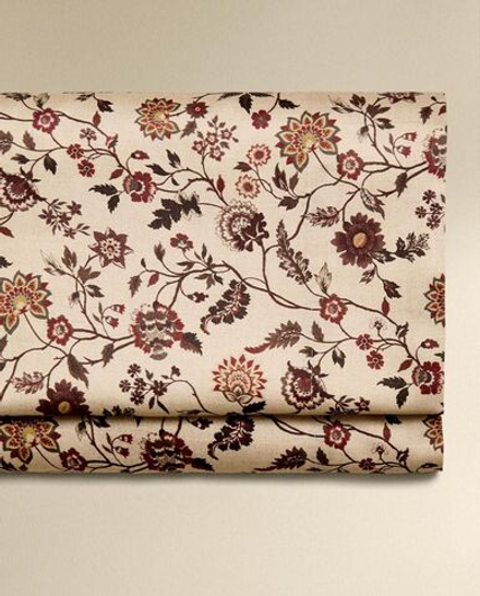 Zara Home - Атласная простыня с цветочным принтом, бежевый, 270x280 см