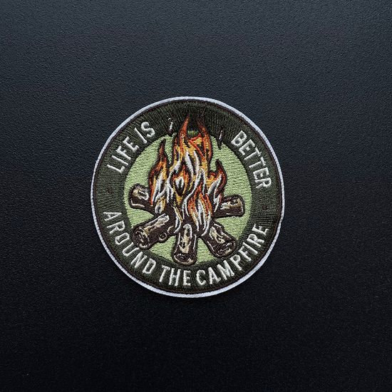 Нашивка термоаппликация на одежду и  на рюкзак. Костёр. Путешествия