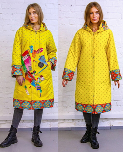 Двустороннее пальто "Кандинский жёлтый"