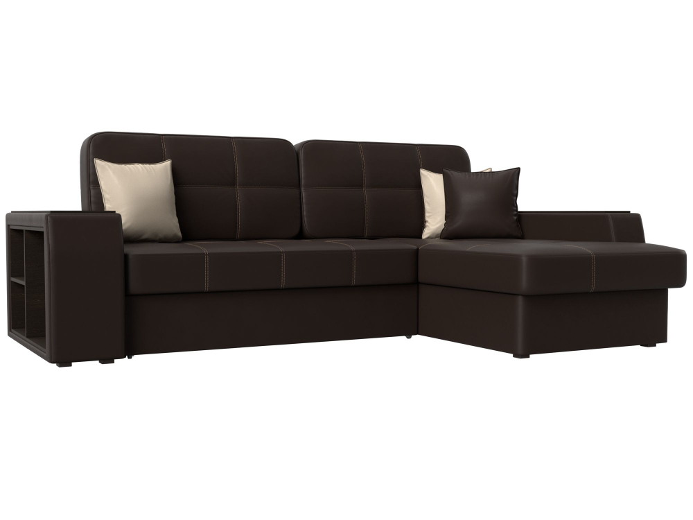 Диван угловой Брюссель правый угол, Коричневый\Бежевый, Экокожа, 29396