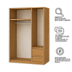 Шкаф Агератум МДФ двухсекционный с антресолью и стеллажом Лайн бохо (0,27) А10017 матовая - Дуб Сонома 3025  190*60*220