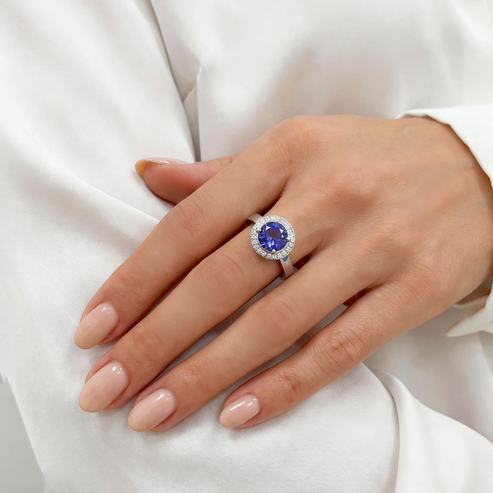 Кольцо с Танзанитом и Бриллиантами, Эмаль, R0178-10/14