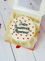 Бенто торт для мамы «с днём рождения, мамочка» с сердечками