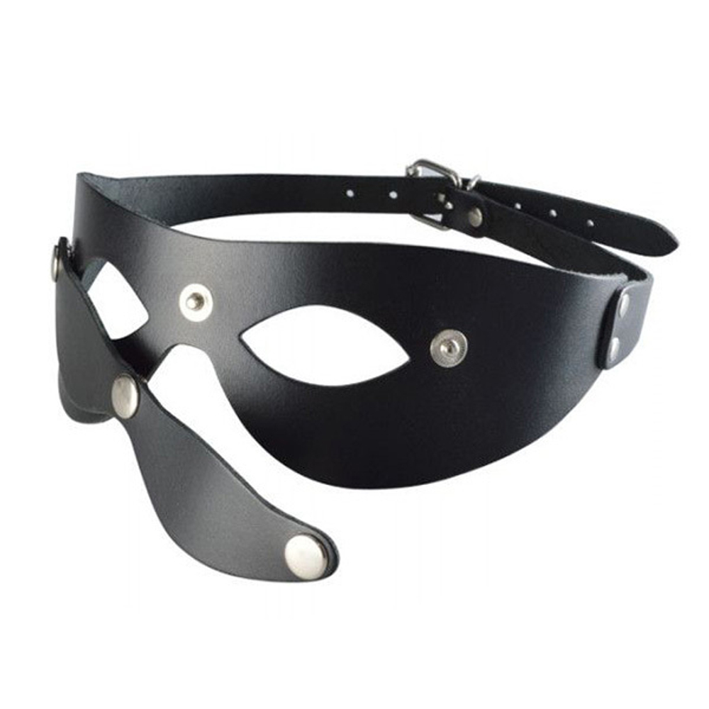 Черная кожаная маска со съёмными шорами Новичок Sitabella BDSM 4226-1