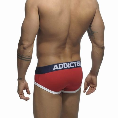 Мужские трусы брифы красные с синей резинкой ADDICTED Basic Brief Pop Red