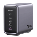 Сетевое зарядное устройство Ugreen Nexode мощностью 300 Вт (4 USB-C, USB-A) (GaN) и кабель USB-C с оплёткой (1,5 м) (CD333) Настольный многопортовый мощный адаптер питания и кабель USB-C с нейлоновой оплёткой. Есть поддержка PD 3.1 и QC 3.0. Поддерживаема