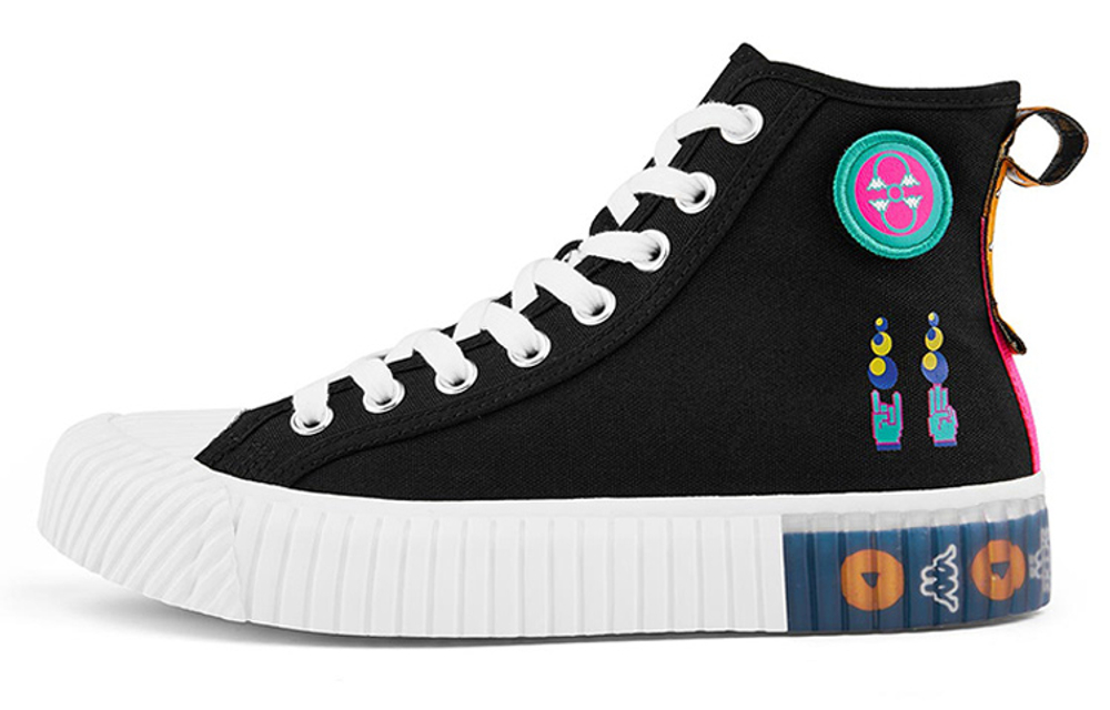 Kappa Slip Resistant Abrasion Resistant High top Canvas Shoes Unisex Black