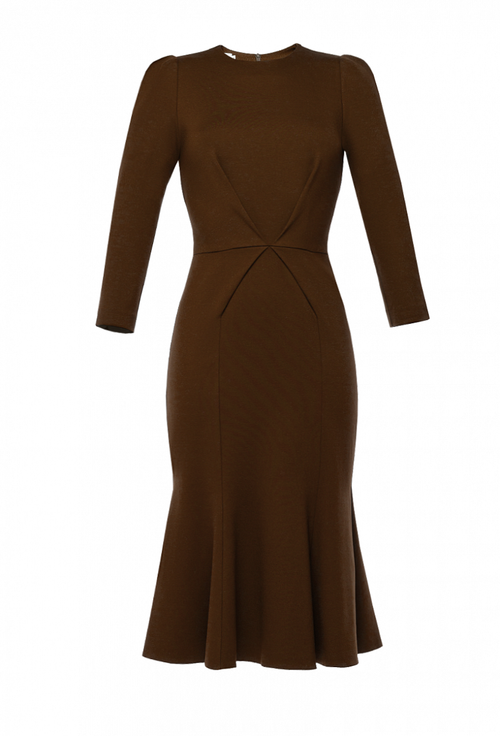 Трикотажное платье - годе коричневое 01-08-21 manito