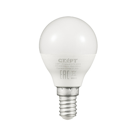 Лампа светодиодная LED Старт ECO Шар, E14, 7 Вт, 4000 K, холодный свет