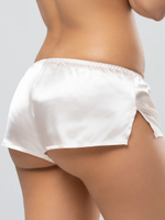 Атласные шортики с разрезами по бокам (Размер: M-L) (Цвет: кремовый)