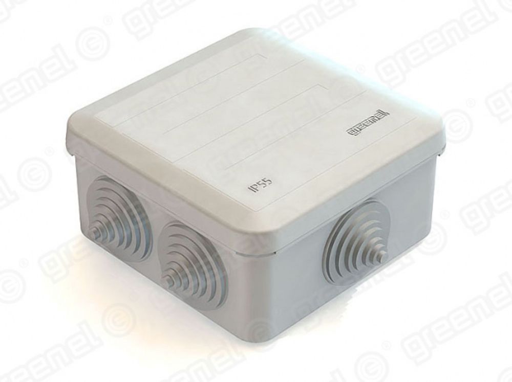 Короб распределительный Greenel ОП 100х100х50мм IP55 6 входа GE41255 серый