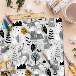 Ткань муслин зимующие дикие животные