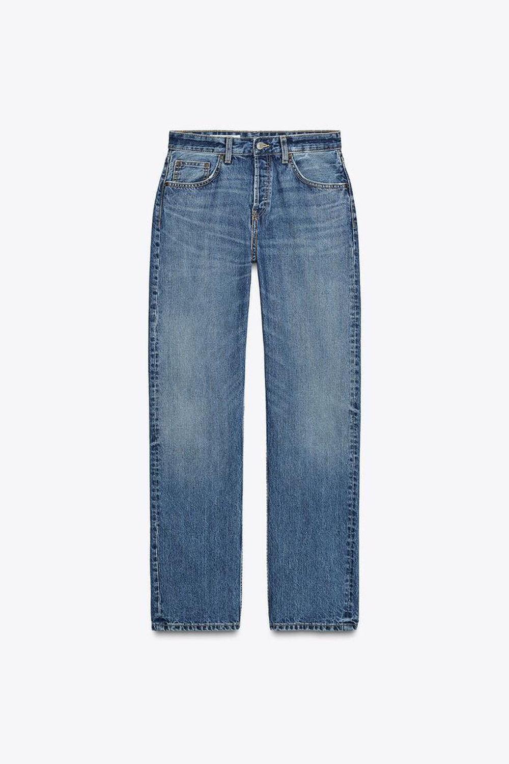 ZARA ДЖИНСЫ TRF ПРЯМОГО КРОЯ СО СРЕДНЕЙ ПОСАДКОЙ, МОРСКОЙ СИНИЙ