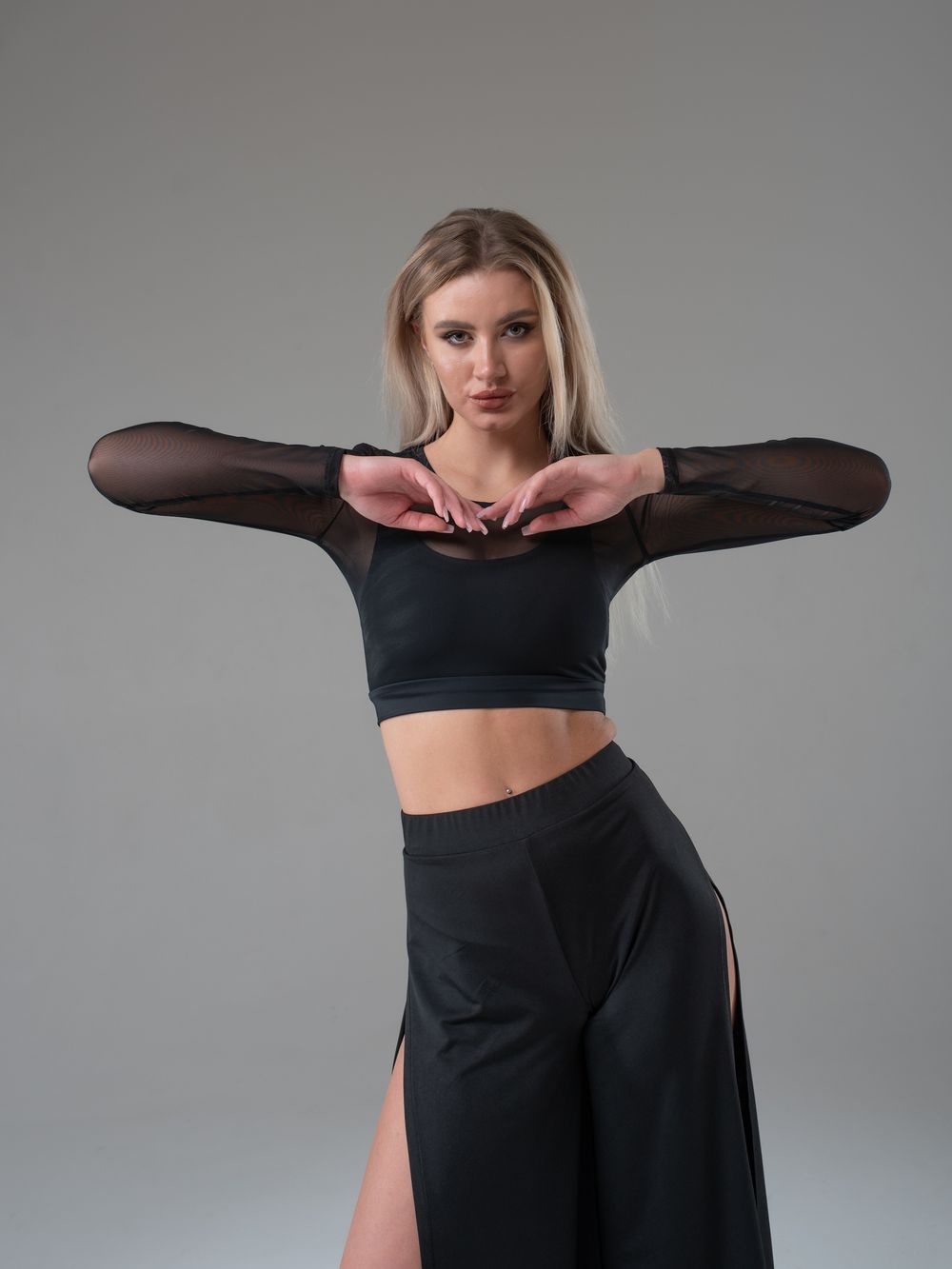 Shadow Long-Sleeved Top, Black