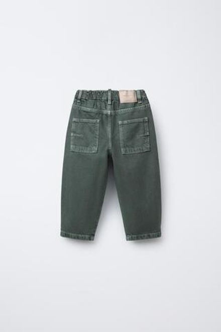 ZARA БРЮКИ BAGGY ИЗ ТВИЛА, БУТЫЛОЧНО-ЗЕЛЕНЫЙ