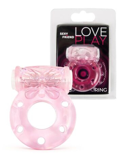 Розовое эрекционное виброкольцо с бабочкой (Цвет: розовый)