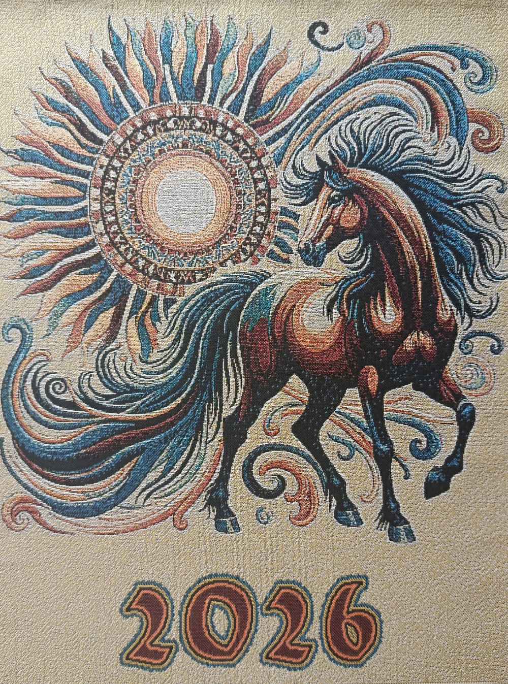 Календарь из гобелена на 2026 год Вороной 39х74