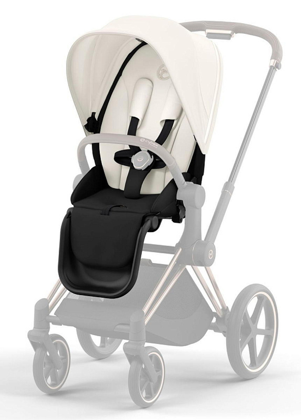Коляска 3 в 1 Cybex Priam IV Rosegold complete и автокресло Cloud T i-Size Cozy Beige Plus Off White