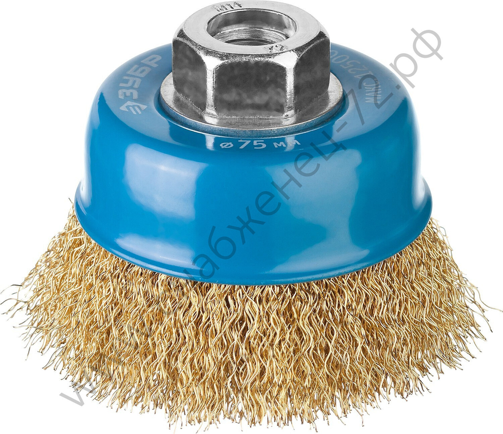 ЗУБР 75 мм, витая латунированная стальная проволока, 0.3 мм, Щетка чашечная, Профессионал (3526-075)
