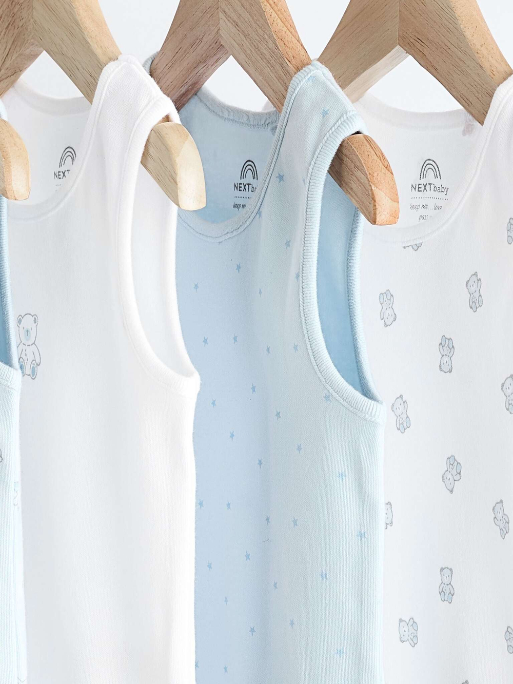 Боди без рукавов для малышей Next K79-695, 5 шт., Белый, Голубой