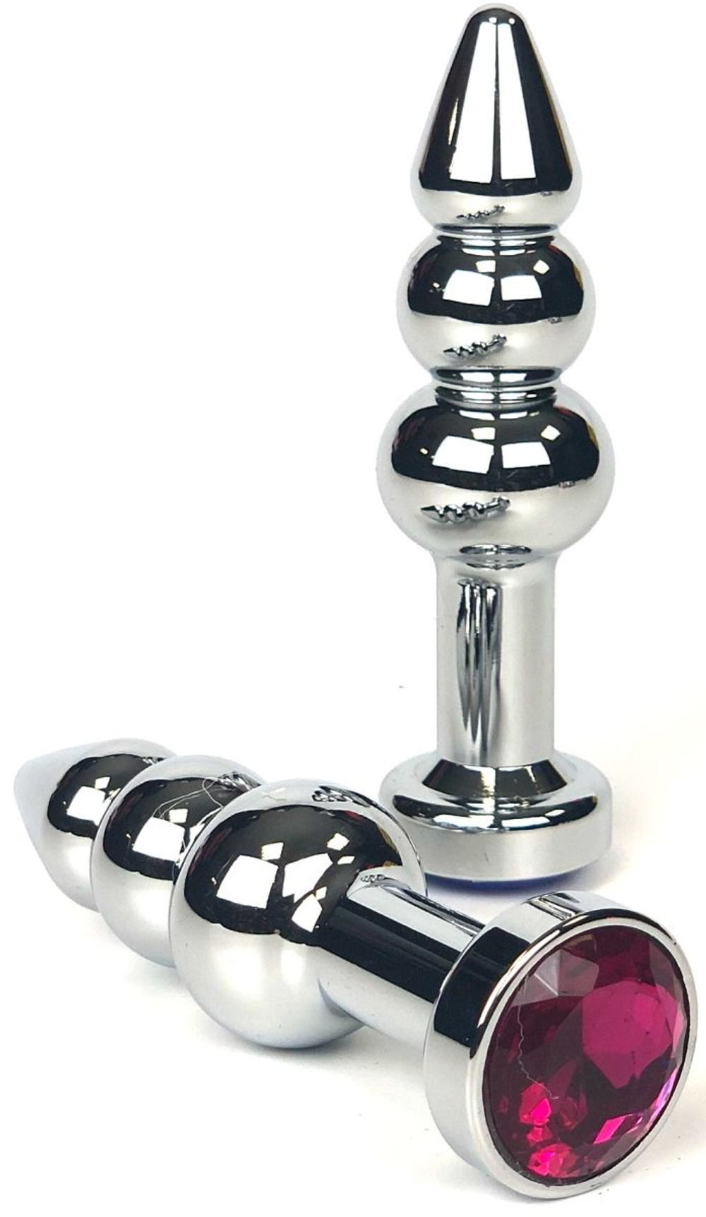 Серебристая пробка-ёлочка с красным кристаллом - 11 см. (Цвет: красный)