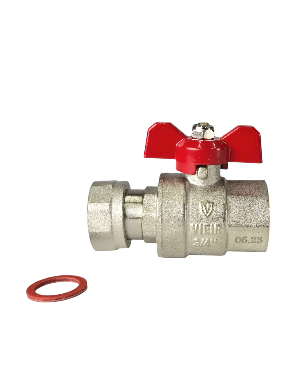 Кран шаровый 20 (3/4") ВН с американкой и упл. бабочка (VIEIR) VR224-02А,224-02