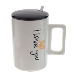 GAEM Кружка с крышкой и ложкой, 400 мл, L11 W7,5 H12 см, 4в.