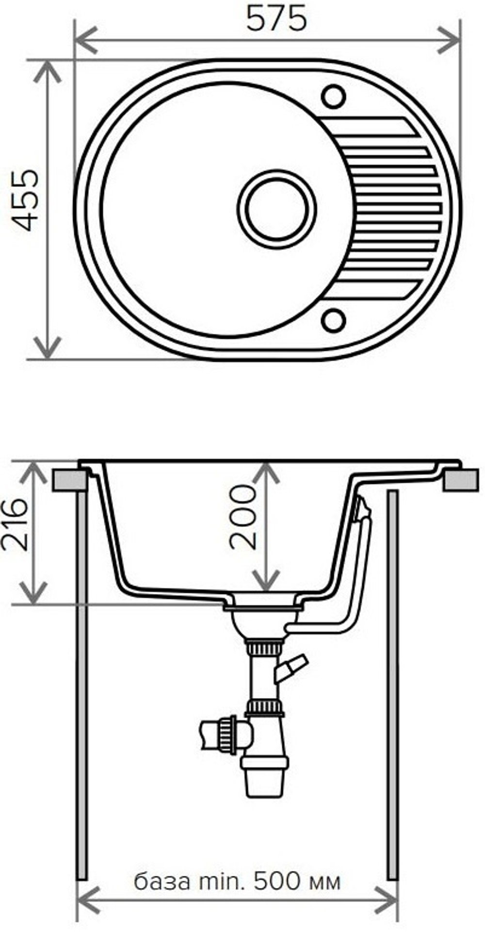 Мойка TOLERO R-122 серый №701