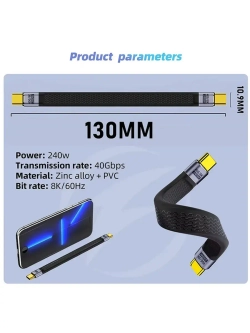Короткий кабель Thunderbolt Type-C 13 см 5А 240w