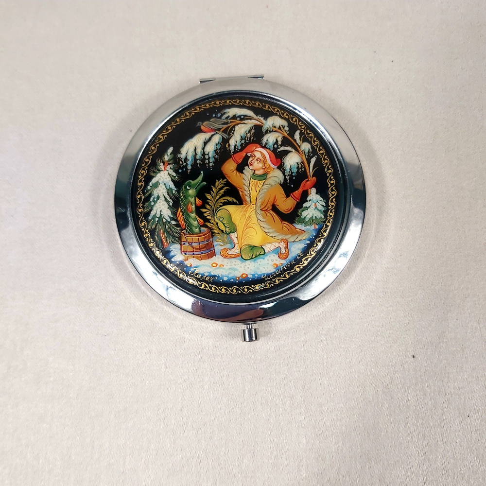 Ручное зеркало "По-щучьему веленью"  (худ. роспись Палех)