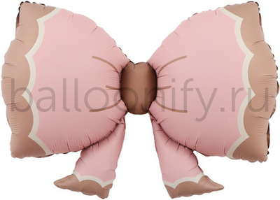 Шар (37''/94 см) Фигура, Бант, Розовый, Сатин, 1 шт.