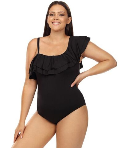 Совместный купальник с пышным воланом (Размер: 90/44) (Цвет: черный)